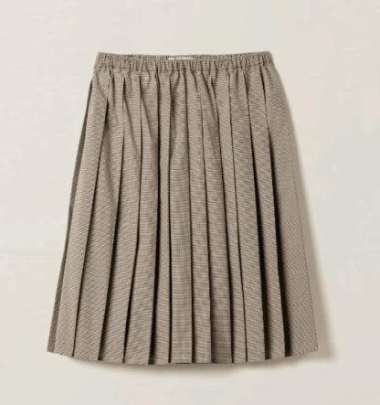 Replica Miu Miu Pleated checked technical fabric midi-skirt 2025 #6016