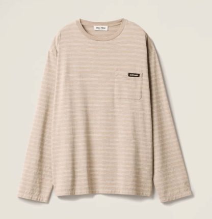 Replica Miu Miu Long-sleeved cotton jersey T-shirt 2025 #6018