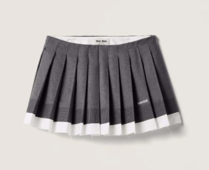 Replica Miu Miu Knit and poplin pleated miniskirt 2025 #6029