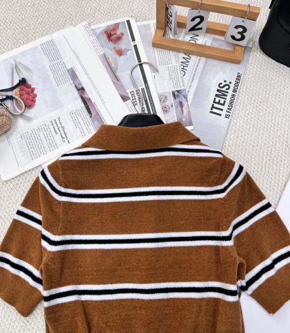 Replica Miu Miu Striped viscose polo shirt #6006 - Image 6