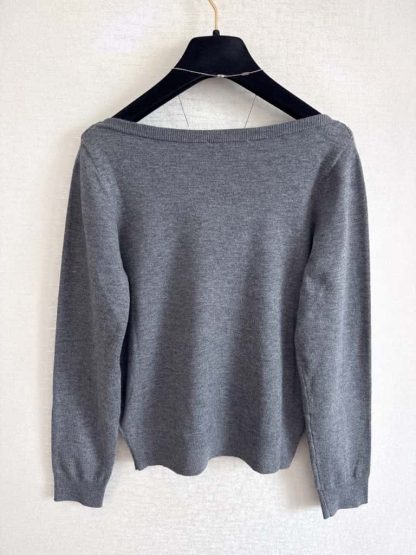 Replica Miu Miu Wool boat-neck sweater Slate Gray #6003 - Image 2