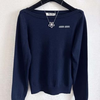 Replica Miu Miu Wool boat-neck sweater Navy #6004