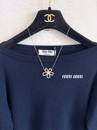 Replica Miu Miu Wool boat-neck sweater Navy #6004 - Image 3