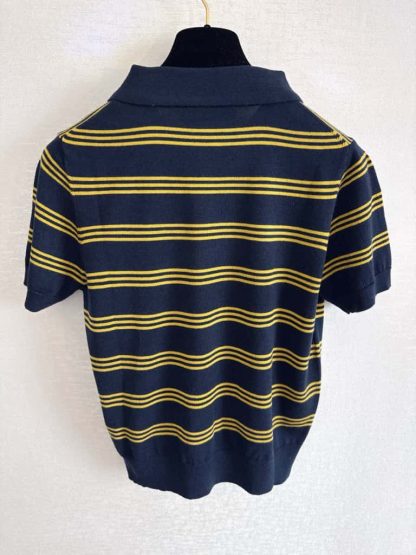 Replica Miu Miu Striped cashmere and silk polo sweater Navy #6002 - Image 8