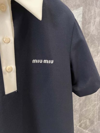 Replica Miu Miu Kid mohair mini-dress Navy 2025 #6030 - Image 9