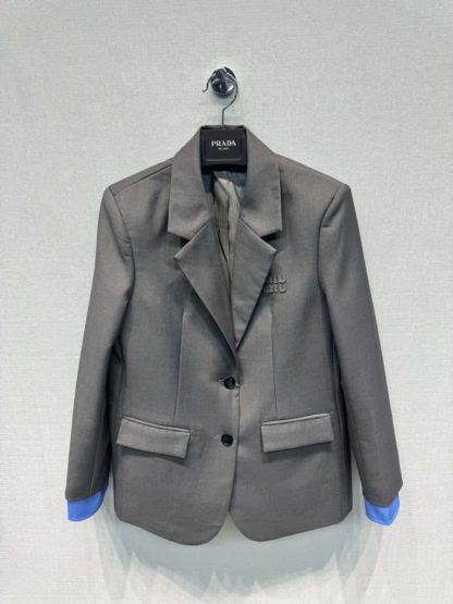 Replica Miu Miu Single-breasted gabardine jacket 2025 #6020 - Image 2