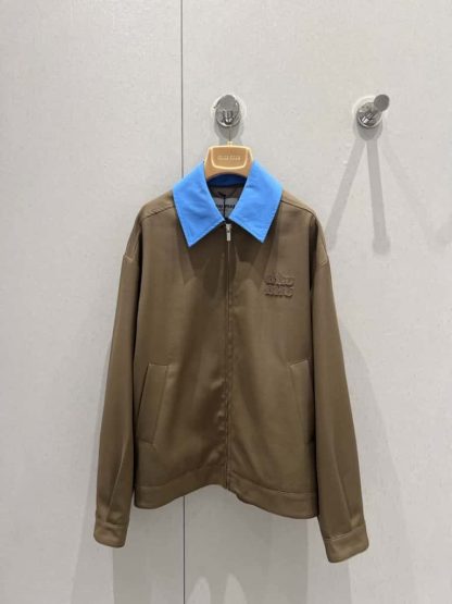 Replica Miu Miu Gabardine blouson jacket with poplin collar 2025 #6021 - Image 9