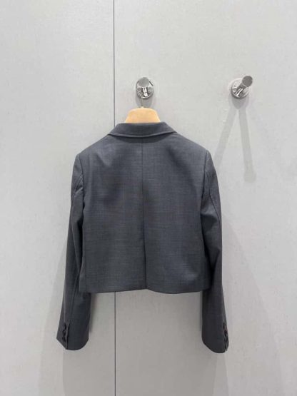 Replica Miu Miu Single-breasted grisaille jacket with logo 2025 #6036 - Image 2