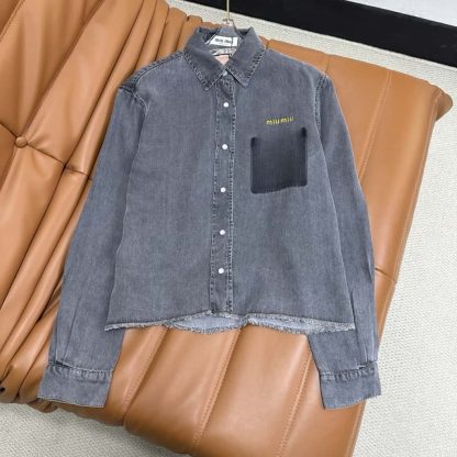 Replica Miu Miu Cropped chambray shirt 2025 #6032 - Image 11