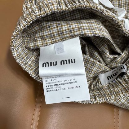 Replica Miu Miu Checked miniskirt Cork Beige 2025 #6009 - Image 5