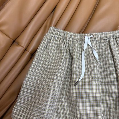 Replica Miu Miu Checked miniskirt Cork Beige 2025 #6009 - Image 3