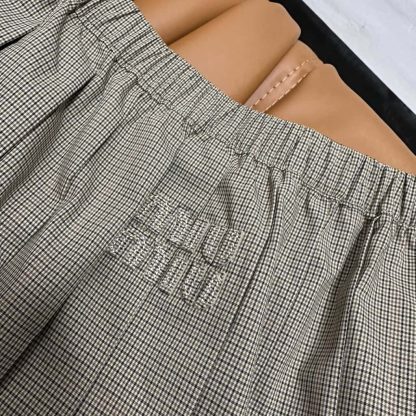 Replica Miu Miu Pleated checked technical fabric 2025 #6016 - Image 11