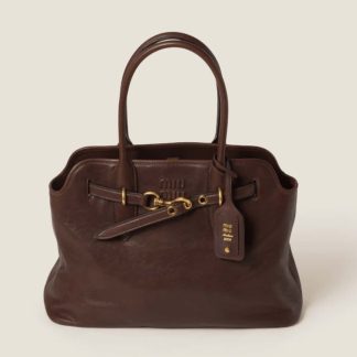 Replica Miu Miu Aventure nappa leather bag Briarwood #6049