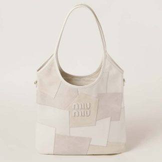 Replica Miu Miu IVY leather patchwork bag 5BG231 White #6099