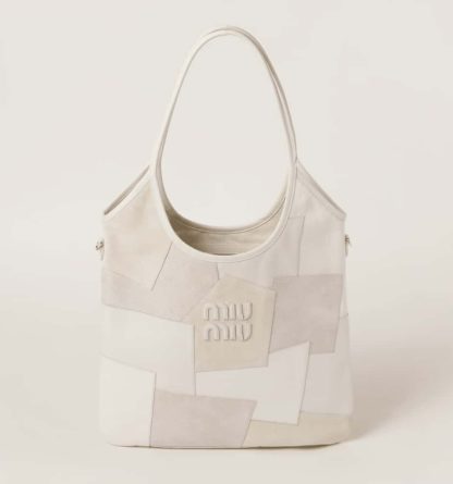 Replica Miu Miu IVY leather patchwork bag 5BG231 White #6099