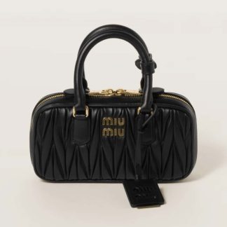 Replica Miu Miu Arcadie matelassé nappa leather mini-bag Black #6057