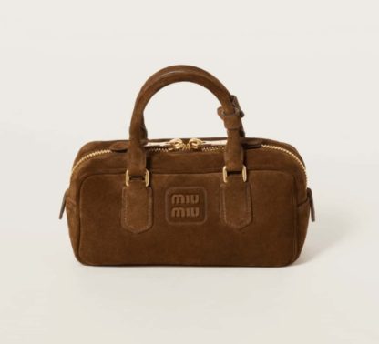 Replica Miu Miu Arcadie padded suede top-handle bag #6083