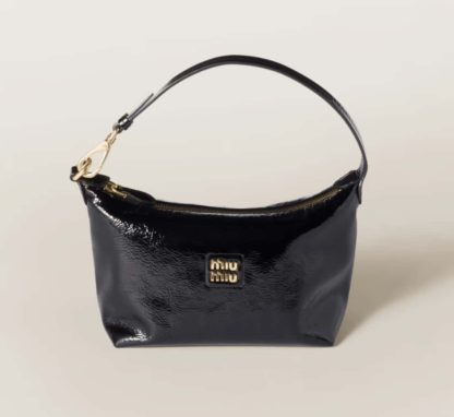 Replica Miu Miu Naplak patent leather pouch black #6089