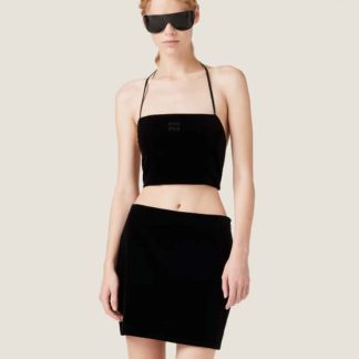 Replica Miu Miu Stretch velvet top with Miniskirt Set 2025 #6068