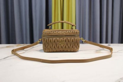 Replica Miu Miu Matelassé nappa leather shoulder bag Caramel #6065 - Image 7