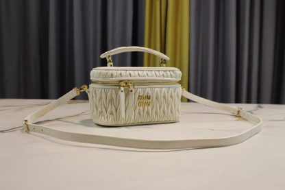 Replica Miu Miu Matelassé nappa leather shoulder bag white #6066 - Image 3