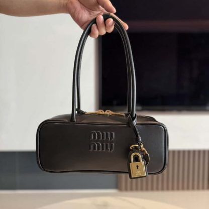 Replica Miu Miu Beau leather bag small Black #6055 - Image 2