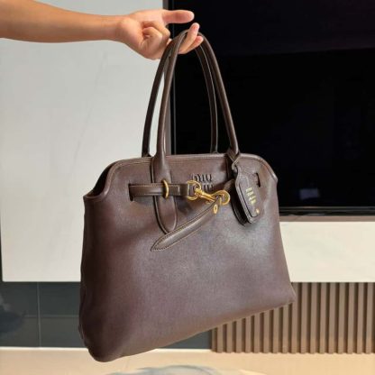 Replica Miu Miu Aventure nappa leather bag Briarwood #6049 - Image 2