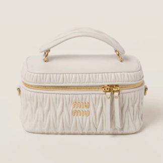 Replica Miu Miu Matelassé nappa leather shoulder bag white #6066