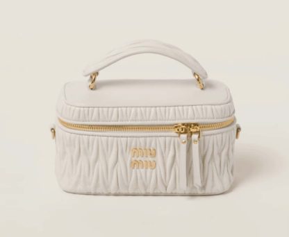 Replica Miu Miu Matelassé nappa leather shoulder bag white #6066