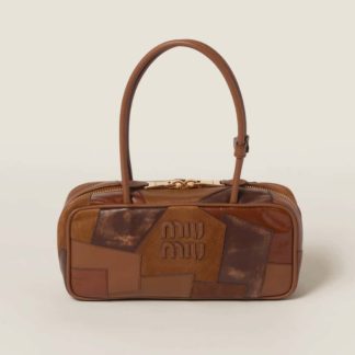 Replica Miu Miu Cognac Beau leather patchwork bag #6087