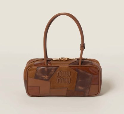 Replica Miu Miu Cognac Beau leather patchwork bag #6087