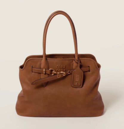 Replica Miu Miu Aventure nappa leather bag Oak #6050