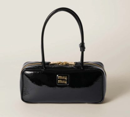 Replica Miu Miu Beau naplak patent leather bag black #6090