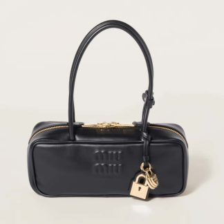 Replica Miu Miu Beau leather bag small Black #6055