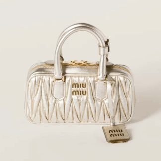 Replica Miu Miu Arcadie matelassé nappa leather mini-bag Pyrite #6058