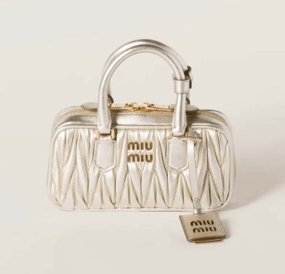 Replica Miu Miu Arcadie matelassé nappa leather mini-bag Pyrite #6058