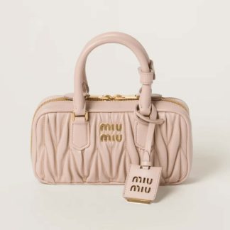 Replica Miu Miu Arcadie matelassé nappa leather mini-bag Powder Pink #6059