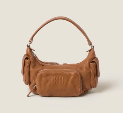 Replica Miu Miu Pocket nappa leather bag caramel #6091