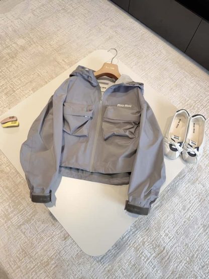 Replica Miu Miu Tec canvas blouson Steel Gray 2025 #6044 - Image 3