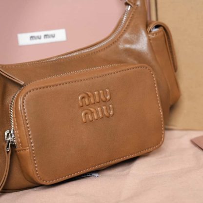 Replica Miu Miu Pocket nappa leather bag caramel #6091 - Image 6