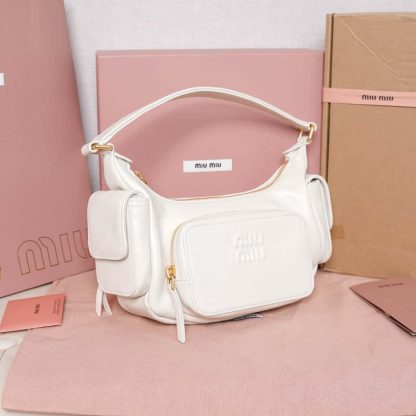 Replica Miu Miu Nappa leather Pocket bag White #6093 - Image 9