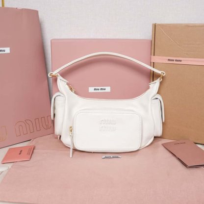 Replica Miu Miu Nappa leather Pocket bag White #6093 - Image 6