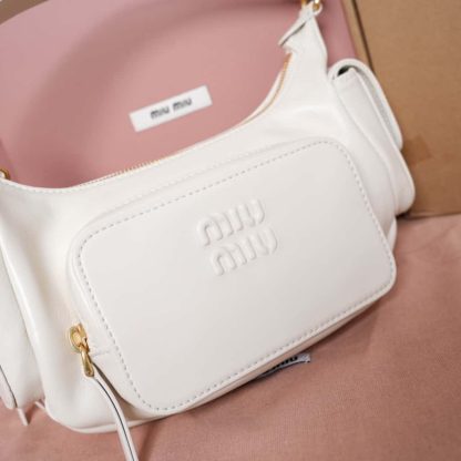 Replica Miu Miu Nappa leather Pocket bag White #6093 - Image 2