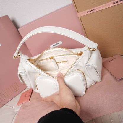 Replica Miu Miu Nappa leather Pocket bag White #6093 - Image 10