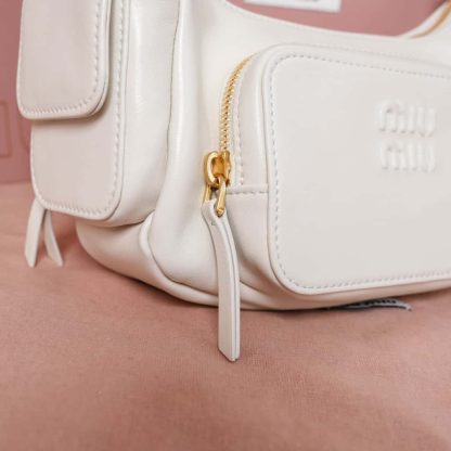 Replica Miu Miu Nappa leather Pocket bag White #6093 - Image 3