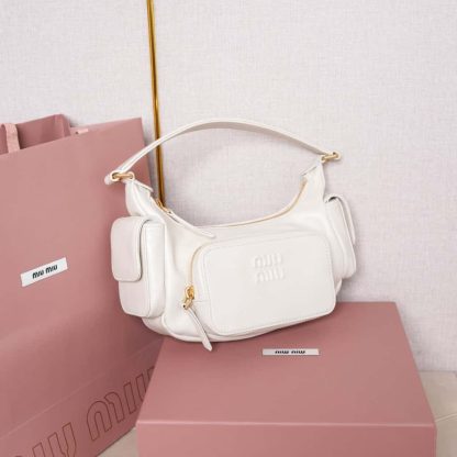 Replica Miu Miu Nappa leather Pocket bag White #6093 - Image 11