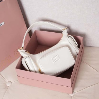 Replica Miu Miu Nappa leather Pocket bag White #6093 - Image 12