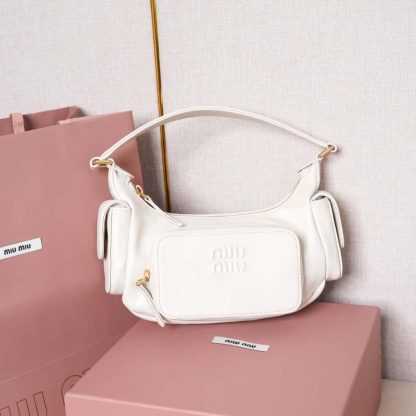 Replica Miu Miu Nappa leather Pocket bag White #6093 - Image 13