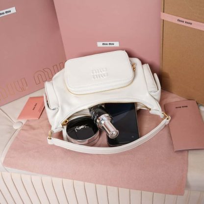 Replica Miu Miu Nappa leather Pocket bag White #6093 - Image 14