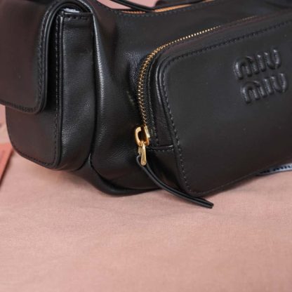 Replica Miu Miu Nappa leather Pocket bag Black #6092 - Image 9